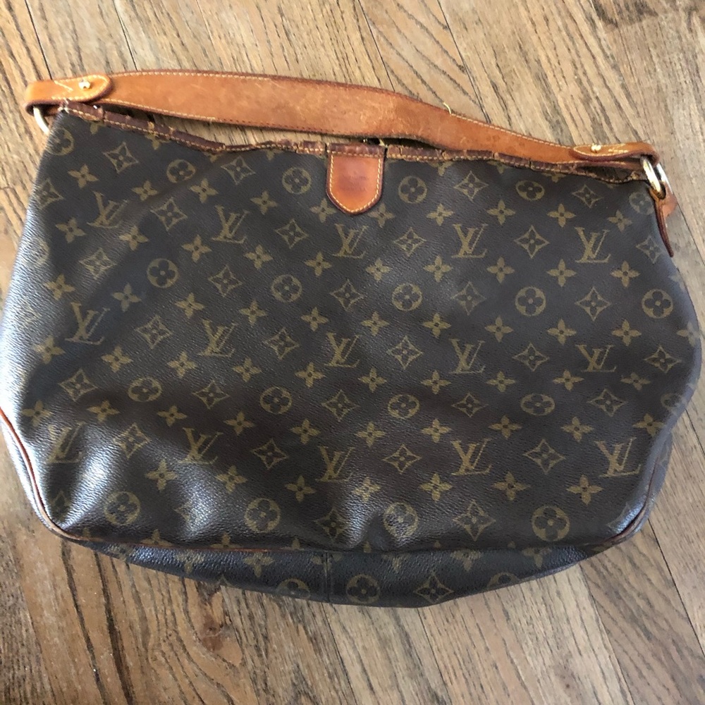 Authentic Used Louis Vuitton Delightful Hobo Brown Monogram Canvas Shoulder Bag